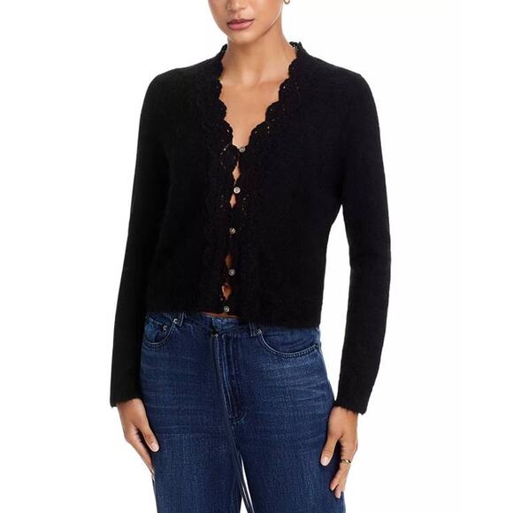 Rails Sweaters - Rails Mer Scalloped Lace Cardigan in Black S